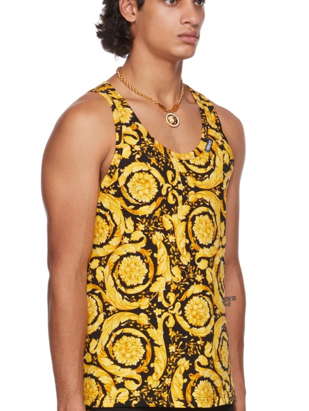 Versace Underwear Black Barocco Print Tank Top